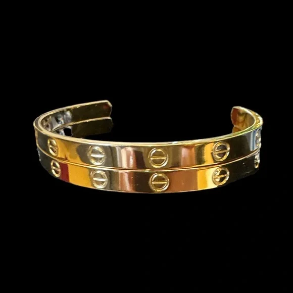 WHAT is Love Titanium Cuff Bracelet - Silver, Gold and Rose Gold 7” Adju… - Picture 7 of 9